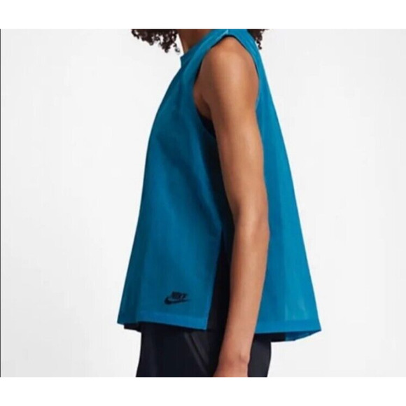 Nike Women's Size Medium Dri-Fit Tech Hypermesh Blue 2 Layer Athletic Tank Top - Picture 4 of 12